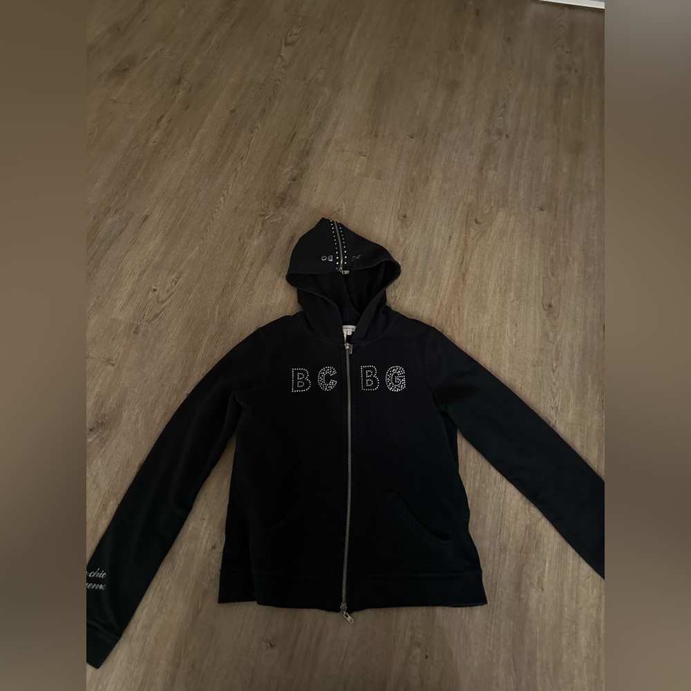 BCBG Black Hoodie with Rhinestone Detail